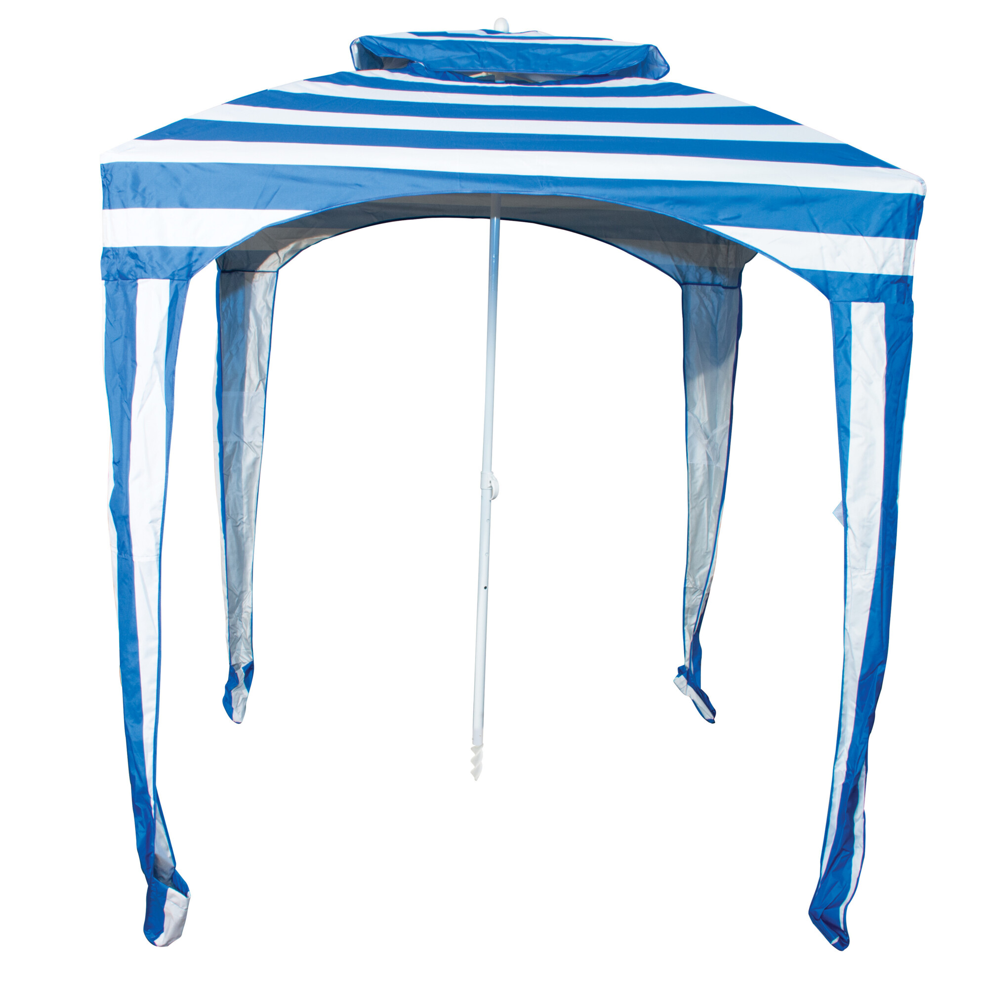 Rio Brands Rio Beach, RIO Beach Umbrella Cabana, Canopy Diameter 6.8 ft, Shape Square, Model# CAB201-1915-1
